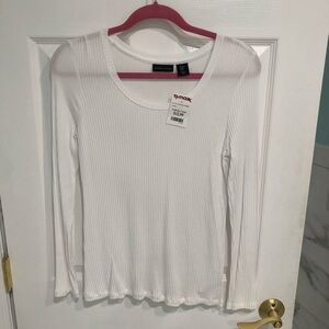 Ribbed long sleeve white tee
